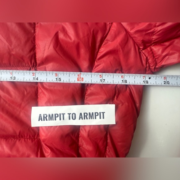 Calvin Klein Down Puffer Jacket Womens Size S Red Full Zip Packable LTWT FLAW - Picture 13 of 16